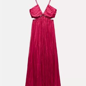 zara beaded halter dress ZARA Green Pink Low Back Beaded Halter Neck Maxi Dress size L 14 5107/247 Beach